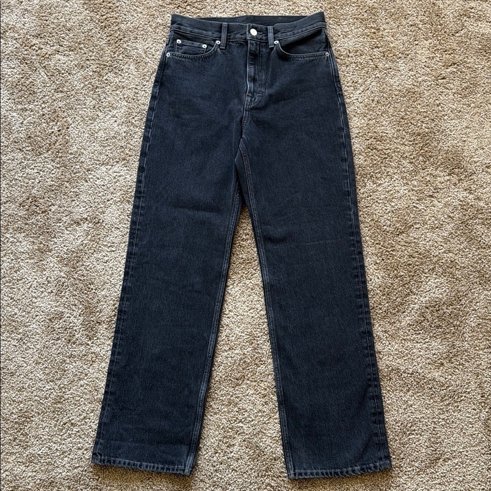 COS Straight Leg Washed Black/Grey Cotton Rigid Jeans